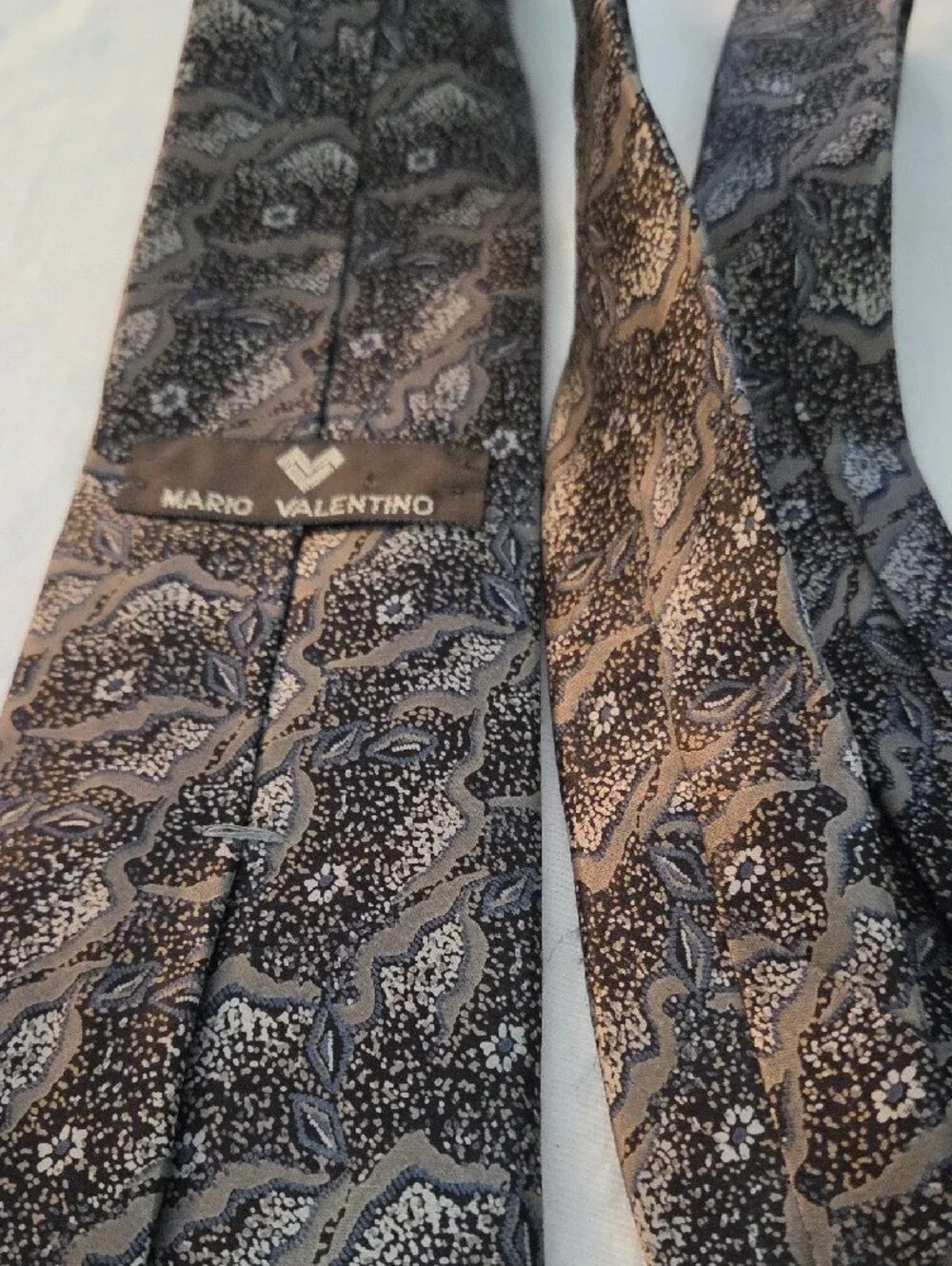 Mario Valentino Black and Gray Paisley Pattern Tie